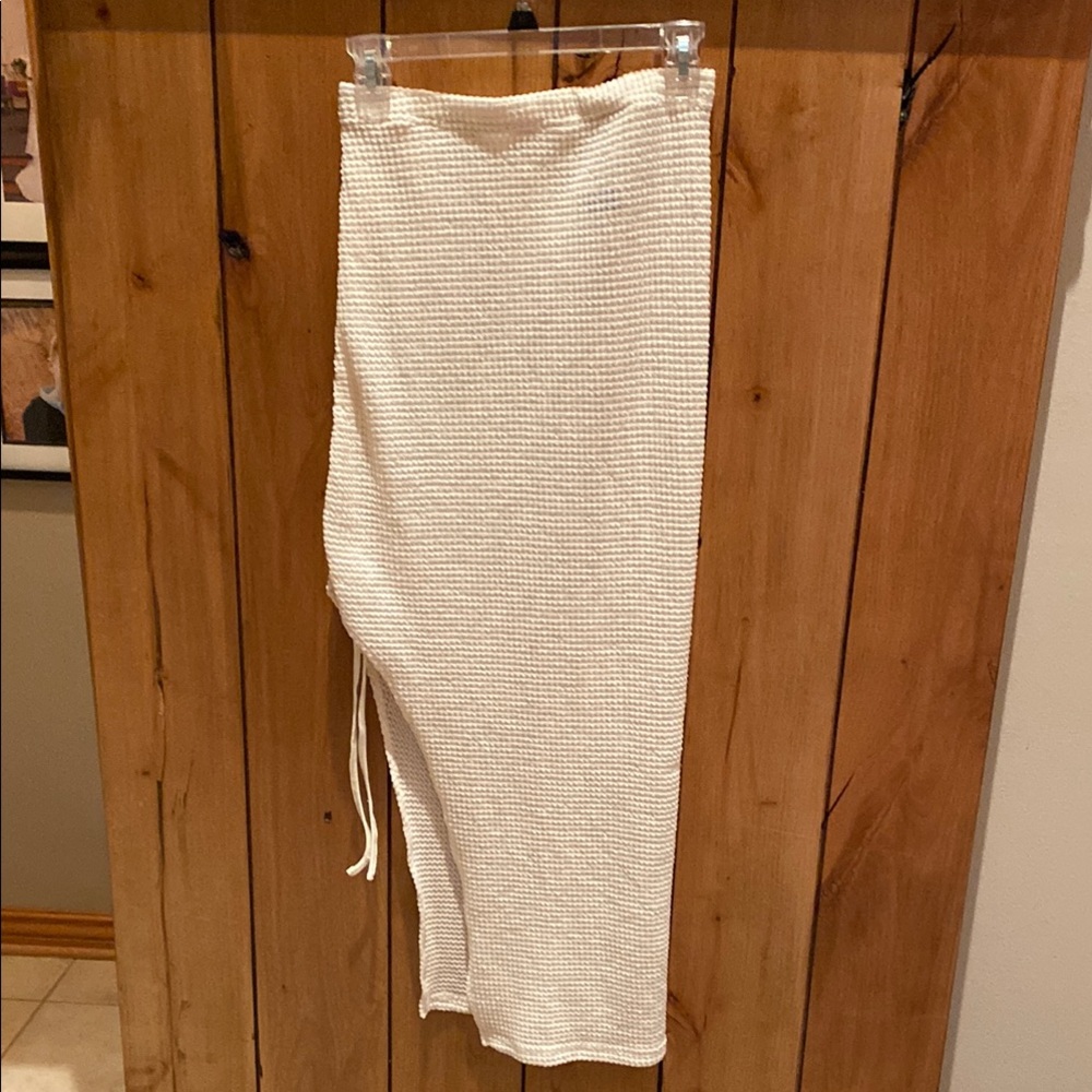 SHEIN Cream Ribbed Maxi Pencil Skirt for Resort Wear